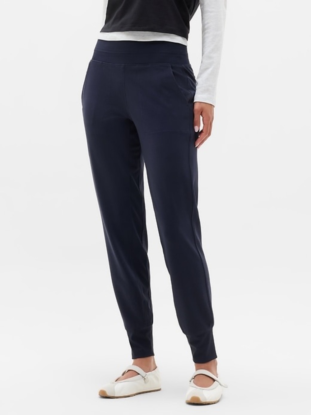 Athleta Size Medium Venice High Rise Joggers Navy Athlesure Travel Lounge Walk